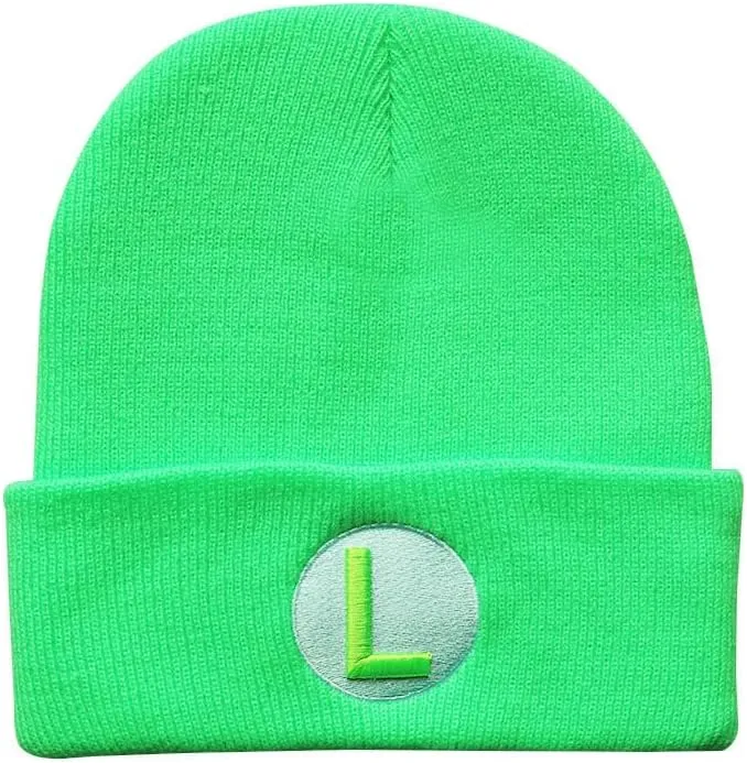 Cute Mario Luigi Wario Waluigi Embroidered Long Beanie