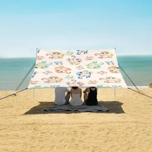 Cute Monkey Beach Camping Tent Sun Shelter for Whole Family, Beach Shade Canopy with UPF50  UV Protection,Easy Set Up and Carry,Outdoor Shade for Trips, Fishing, Backyard Fun Picnics