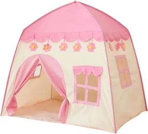 Cute Princess Tent for Girls, Pink Castle Play Tent Playhouse for Children Indoor and Outdoor Fun, 51’’ x 40’’ x 51’’ (LxWxH)