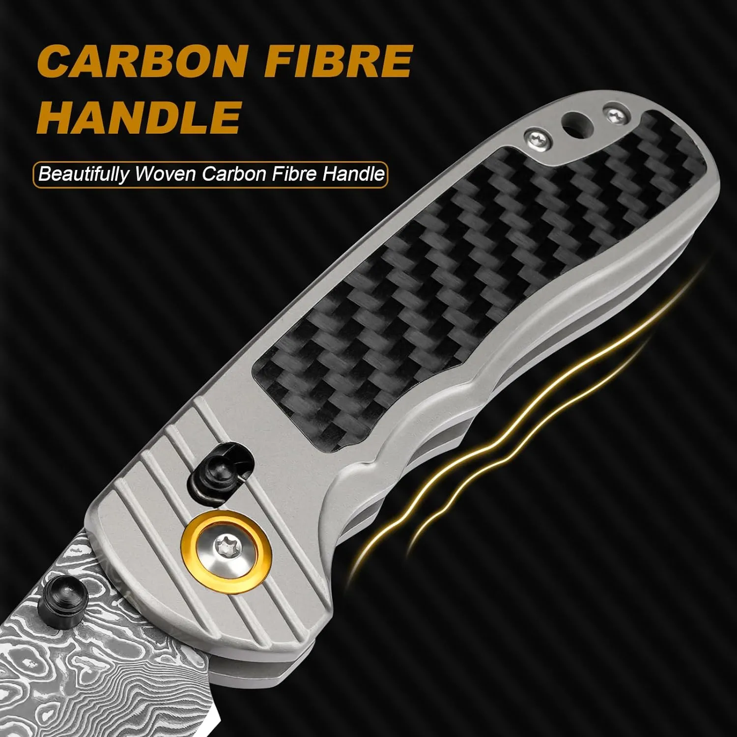 Damascus Pocket Knife for Men Women, 3.15" Damascus Steel Blade Pocket Knives & Folding Knives with Carbon Fiber Overlay Handle