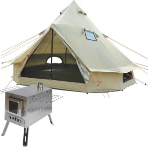 DANCHEL OUTDOOR B2A 4 Season Hot Tent with Large Wood Stove for 4 Person Camping Glamping, 4m/13ft