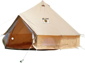 DANCHEL OUTDOOR B5PRO 4 Season Canvas Bell Tent with Stove Jack& A/C Vent, Glamping Yurt for All Year Living 4/6/8 Person Large Wall Tent Camping, 13ft-20ft