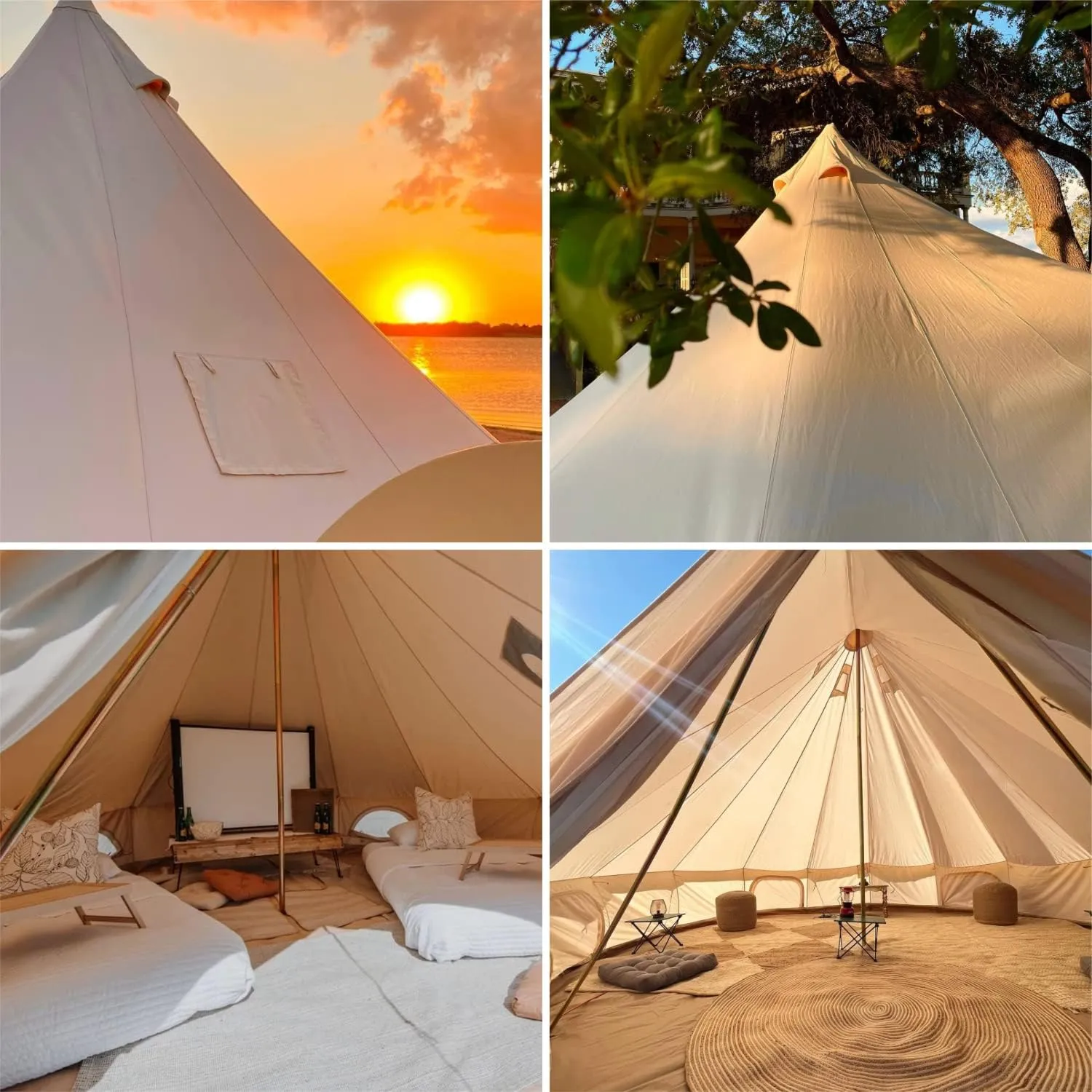DANCHEL OUTDOOR B5PRO 4 Season Canvas Bell Tent with Stove Jack& A/C Vent, Glamping Yurt for All Year Living 4/6/8 Person Large Wall Tent Camping, 13ft-20ft
