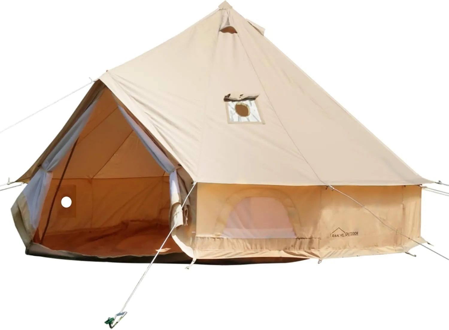 DANCHEL OUTDOOR B5PRO 4 Season Canvas Bell Tent with Stove Jack& A/C Vent, Glamping Yurt for All Year Living 4/6/8 Person Large Wall Tent Camping, 13ft-20ft