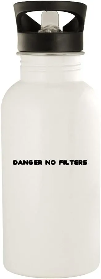 Danger No Filters - 20oz Stainless Steel Outdoor Water Bottle, White