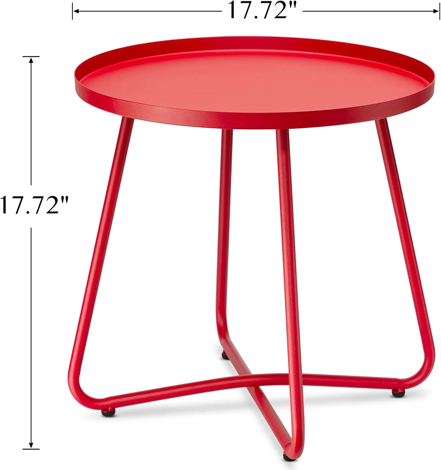 danpinera Outdoor Side Tables, Weather Resistant Steel Patio Side Table, Small Round Outdoor End Table Metal Side Table for Patio Yard Balcony Garden Bedside (Red)