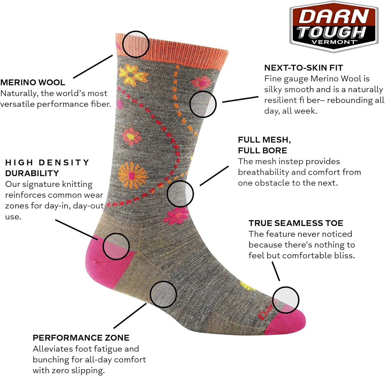Darn Tough (Style 1610) Garden Crew Lightweight - Women's Lifestyle