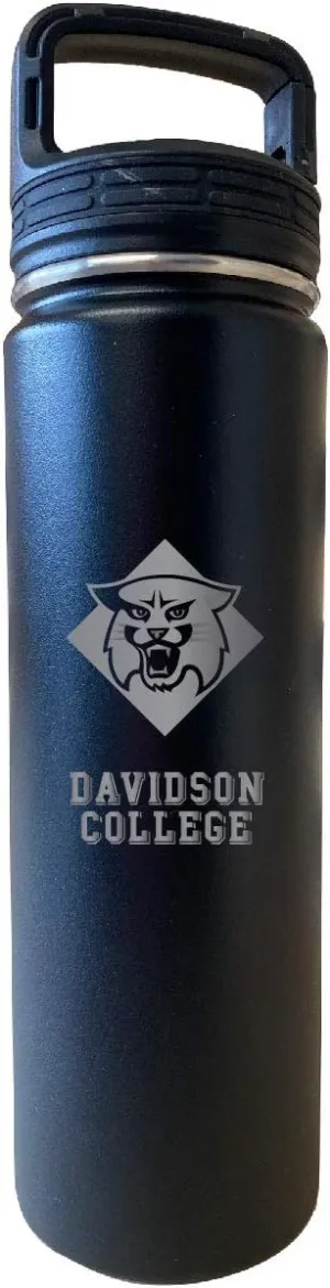 Davidson College 32 Oz Engraved Black Insulated Double Wall Stainless Steel Water Bottle Tumbler Officially Licensed Collegiate Product