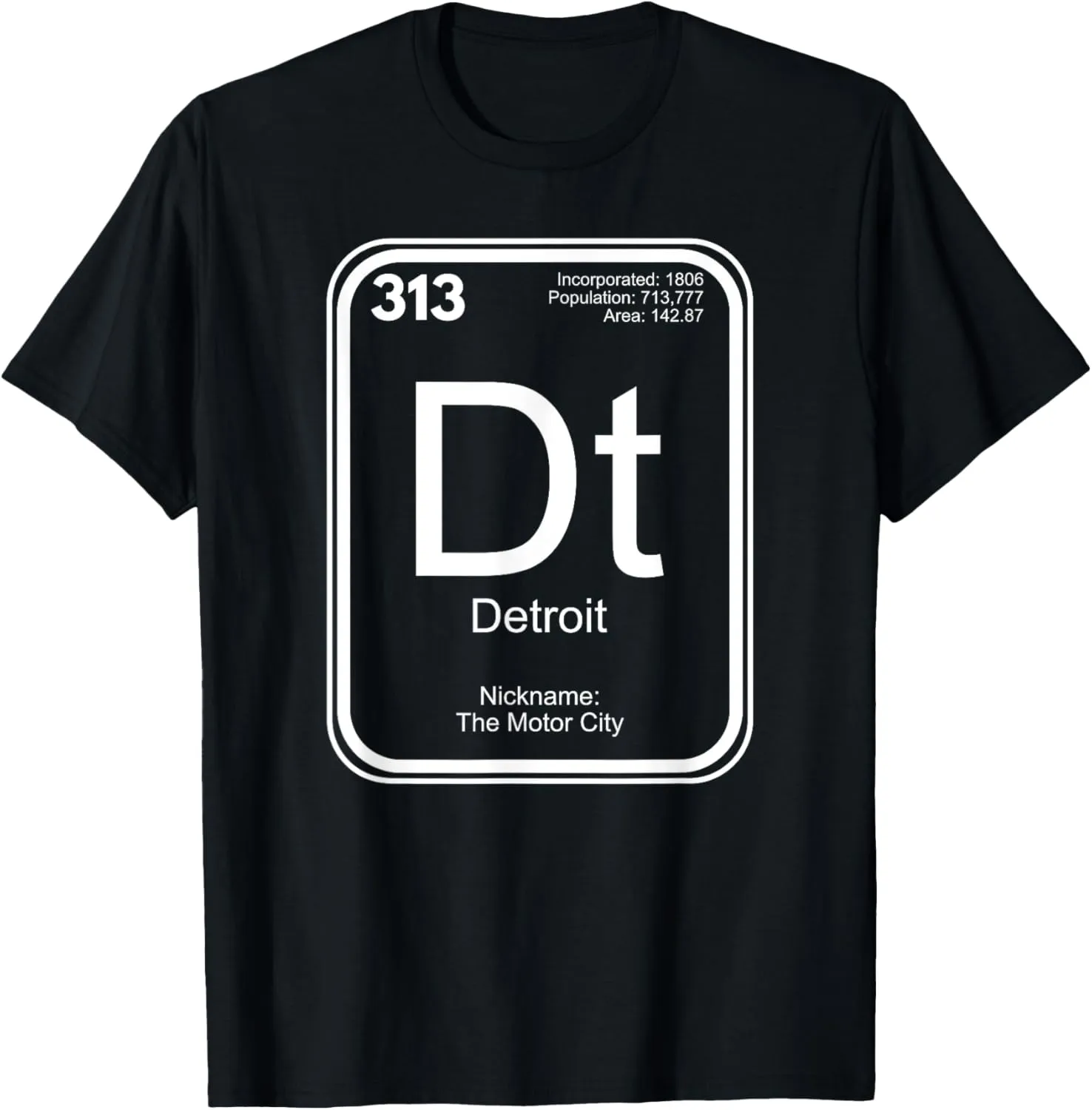 Detroit T-Shirt Periodic Table The Motor City Gift T-Shirt