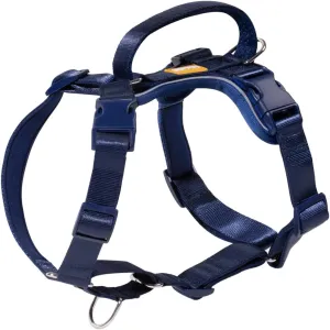 DF Freedom No Pull Martingale Dog Harness, Gentle Control for No Choking, Front Clip Harness with Reflective, 5 Point Adjustable and Safety Support Handle, Navy Blue, 3/4", Chest 22.4" - 30.4"