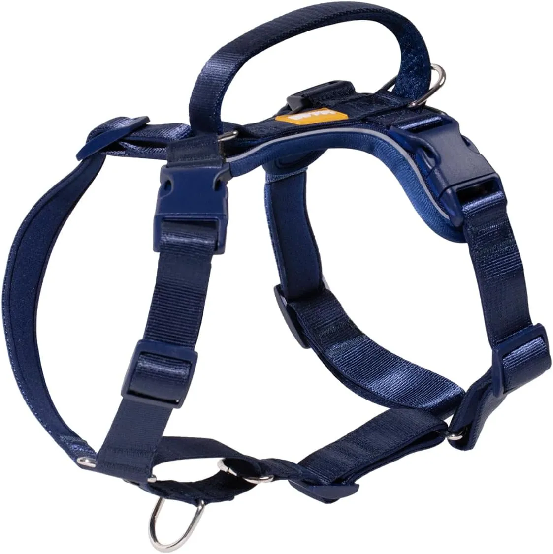 DF Freedom No Pull Martingale Dog Harness, Gentle Control for No Choking, Front Clip Harness with Reflective, 5 Point Adjustable and Safety Support Handle, Navy Blue, 3/4", Chest 22.4" - 30.4"