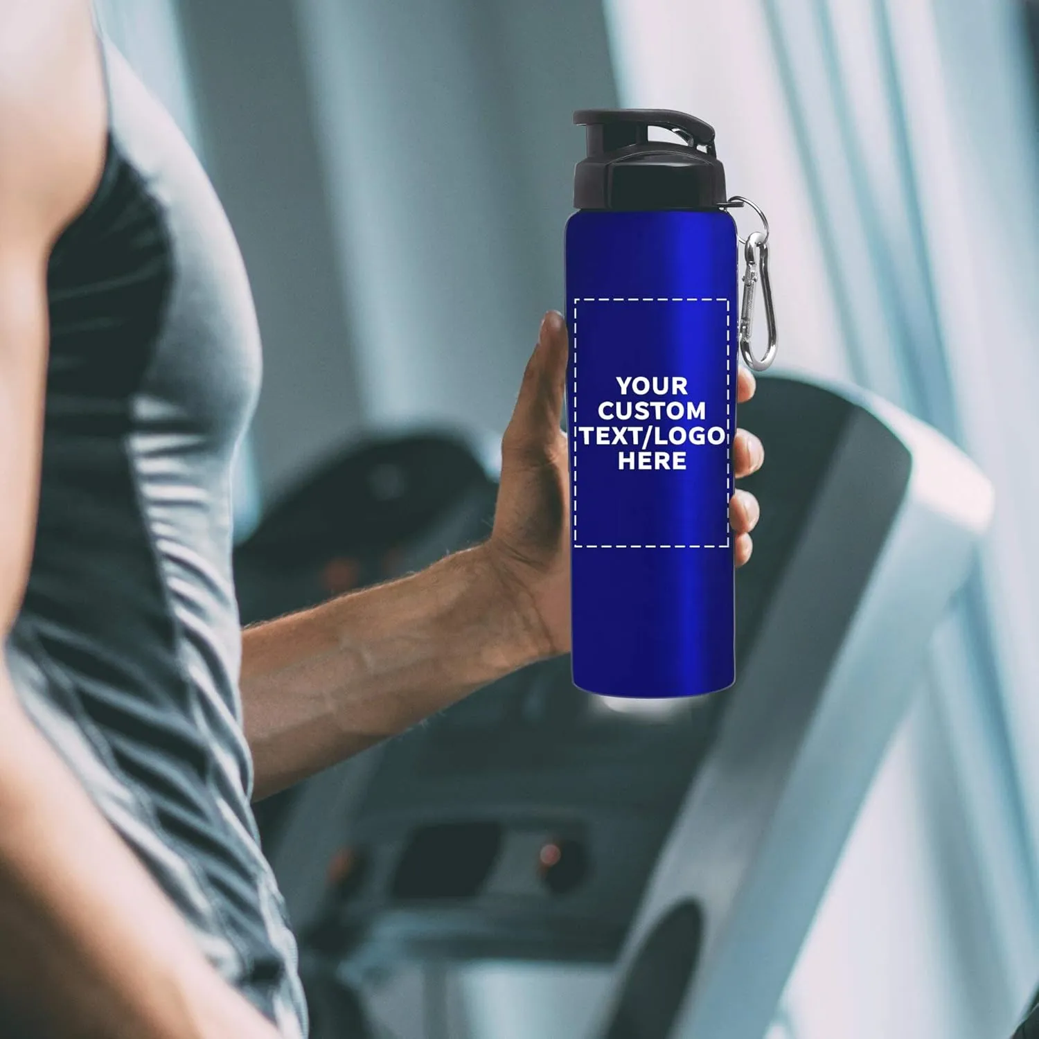 DISCOUNT PROMOS Custom Sicilia Stainless Steel Sports Bottles 27 oz. Set of 12, Personalized Bulk Pack - Non Insulated, Great for Gym, Hiking, Cycling, School - Blue
