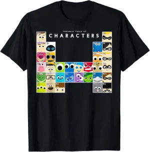 Disney Pixar Collection Color Periodic Table Of Characters T-Shirt