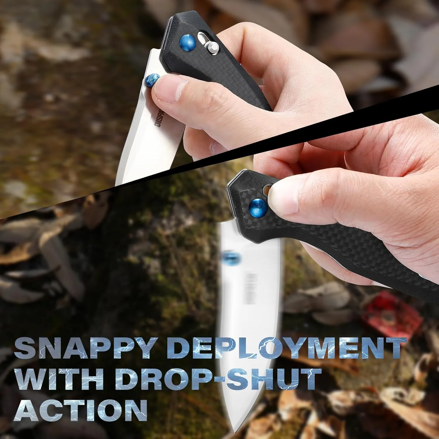 Dispatch Axis Lock Folding Pocket Knife with Clip, 3.27" D2 Steel Blade and G10 Handle, Camping Folding Knives for Men Women Hiking Survival Pocketknife