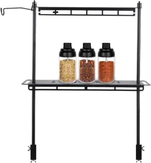 Display Rack, Camping Foldable Storage Rack, Multifunctional Aluminum Lightweight Folding Table Stand, with Lantern Stand, Outdoor Camping Table lamp Hanger (C)