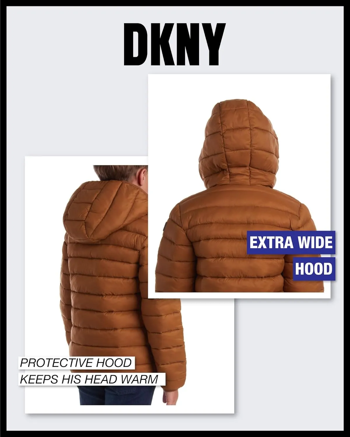 DKNY Boys Jacket – Midweight Insulated Quilted Outerwear Parka Puffer Coat – Water Resistant Boys Winter Hooded Jacket (8-20)
