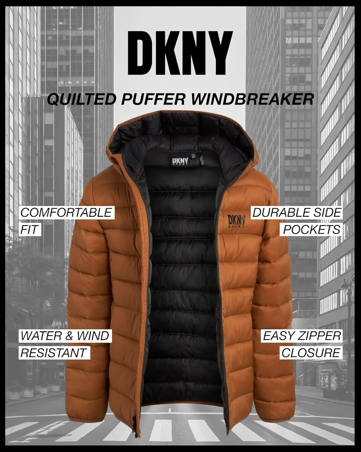DKNY Boys Jacket – Midweight Insulated Quilted Outerwear Parka Puffer Coat – Water Resistant Boys Winter Hooded Jacket (8-20)