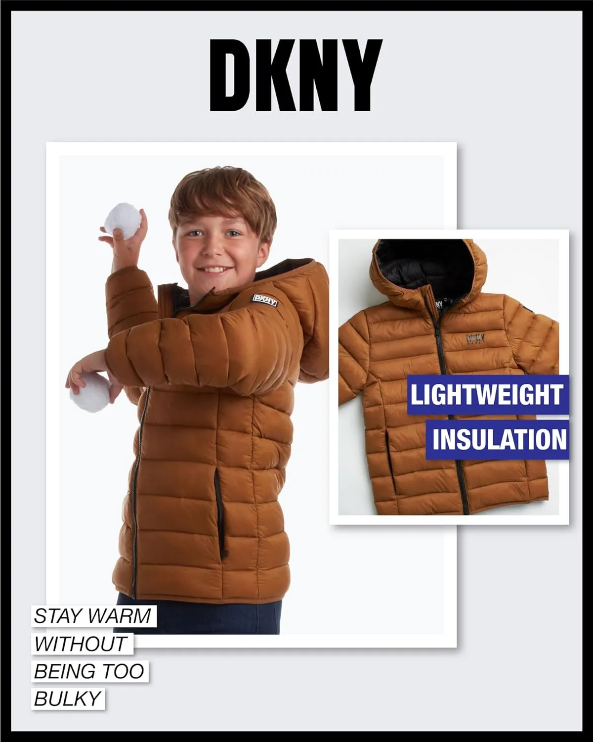 DKNY Boys Jacket – Midweight Insulated Quilted Outerwear Parka Puffer Coat – Water Resistant Boys Winter Hooded Jacket (8-20)