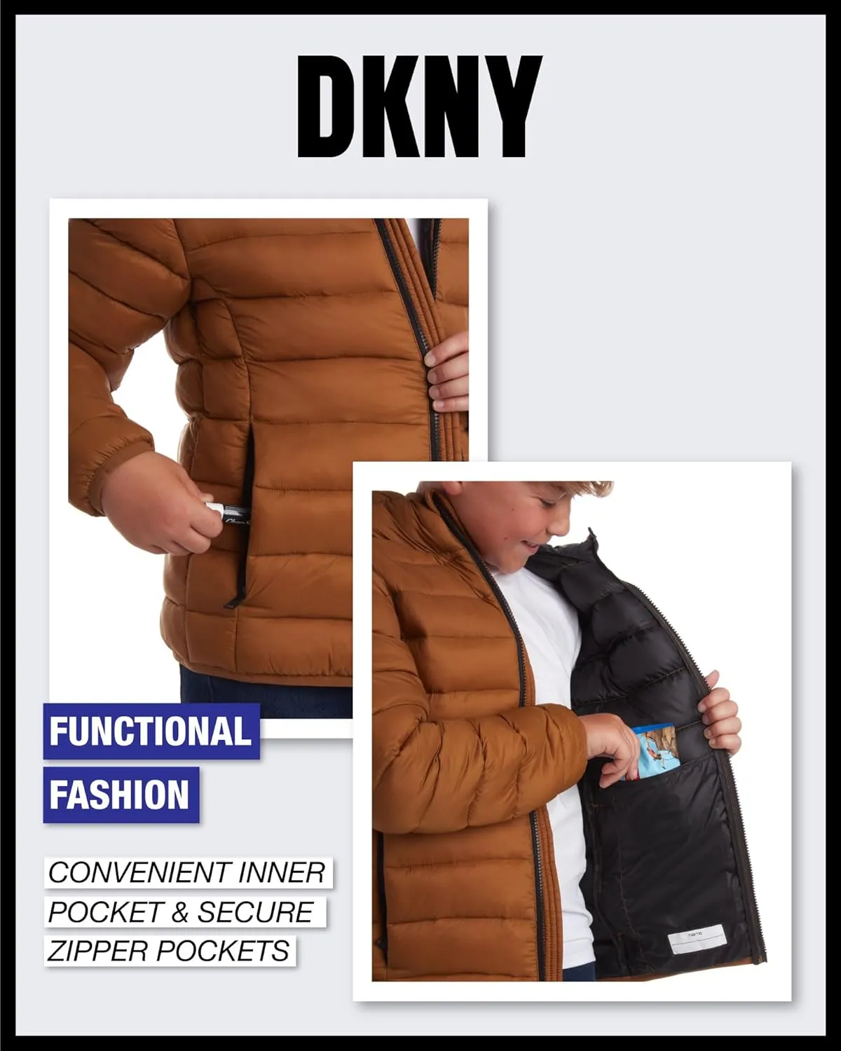 DKNY Boys Jacket – Midweight Insulated Quilted Outerwear Parka Puffer Coat – Water Resistant Boys Winter Hooded Jacket (8-20)