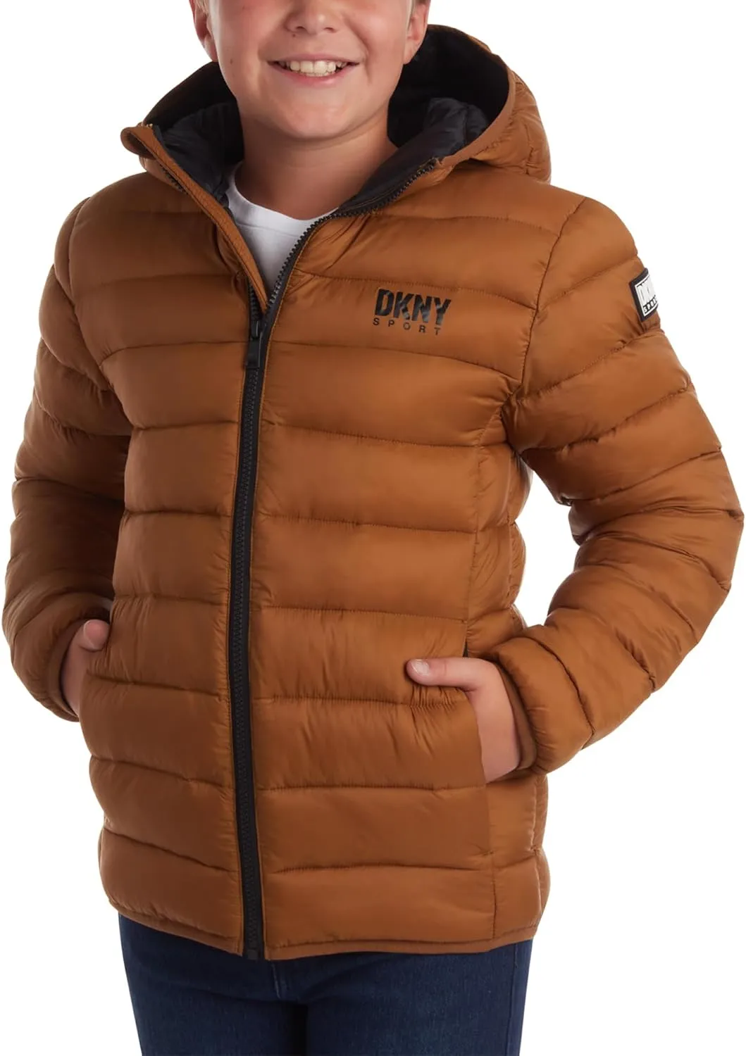 DKNY Boys Jacket – Midweight Insulated Quilted Outerwear Parka Puffer Coat – Water Resistant Boys Winter Hooded Jacket (8-20)