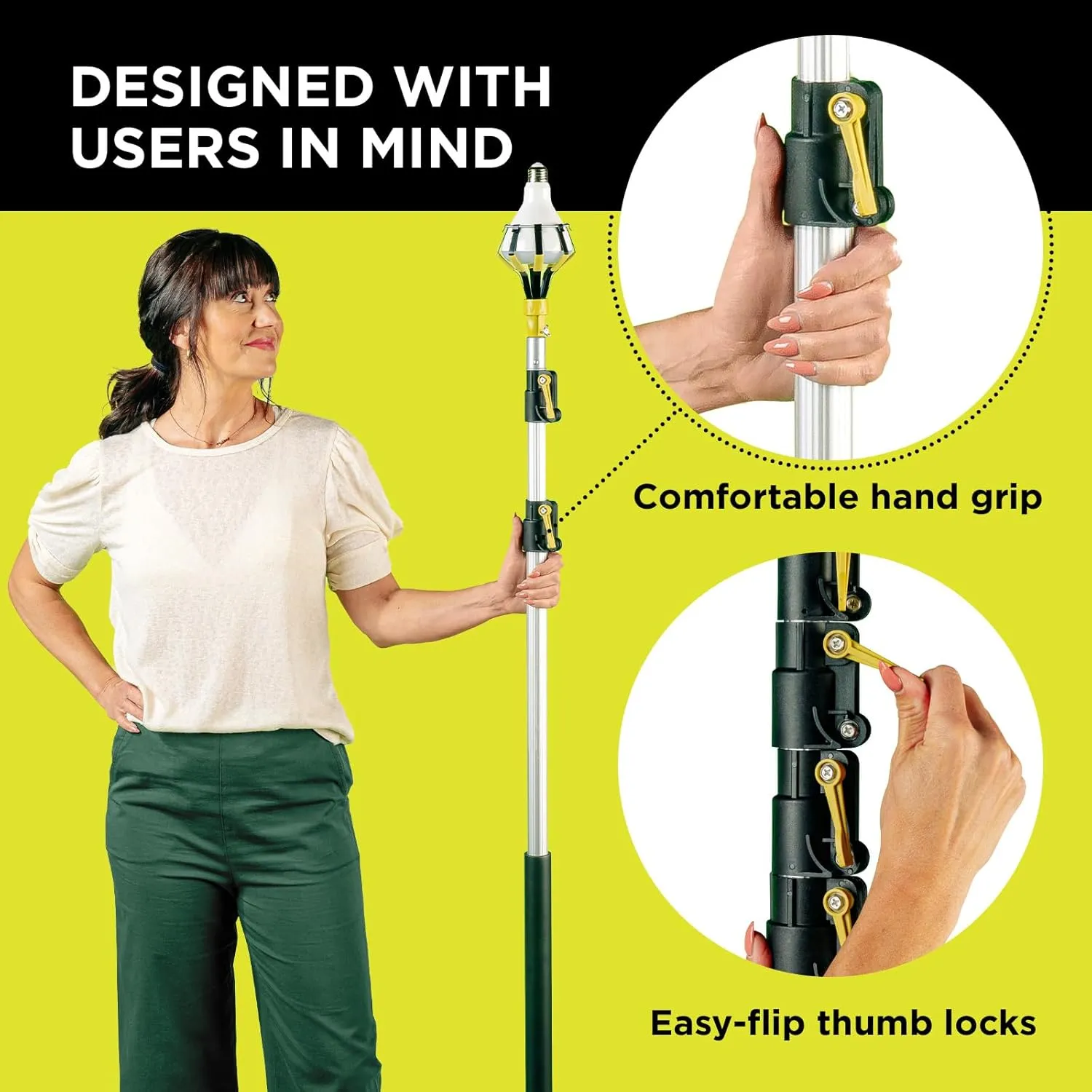 DOCA Telescoping Pole 7-30 Ft - Extension Pole for Cleaning, Feather Duster, Window Washing Kit, Paint Roller, Window Squeegee - High Reach Extendable Kit for Indoor & Outdoor - Pole Only