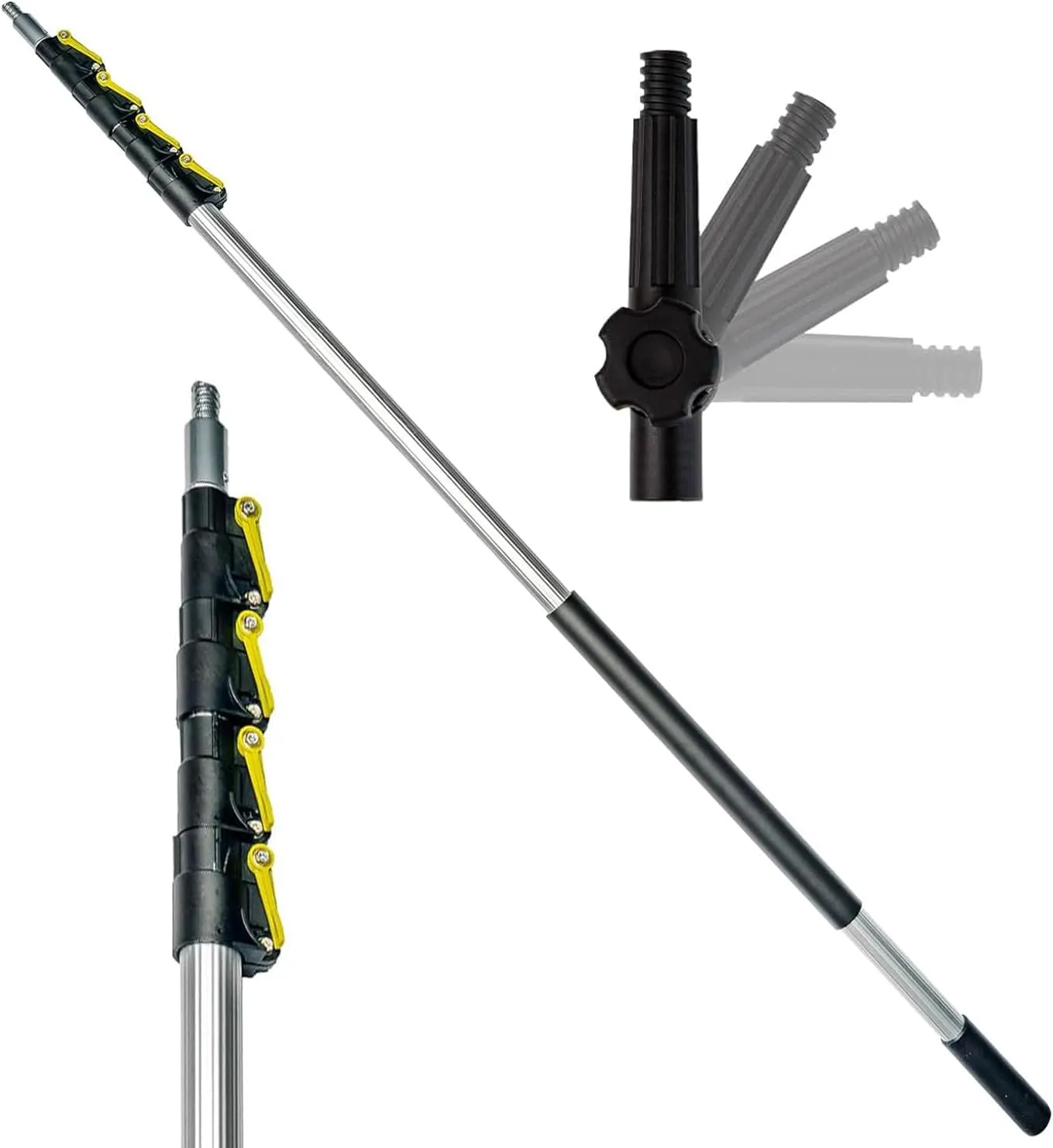 DOCA Telescoping Pole 7-30 Ft - Extension Pole for Cleaning, Feather Duster, Window Washing Kit, Paint Roller, Window Squeegee - High Reach Extendable Kit for Indoor & Outdoor - Pole Only