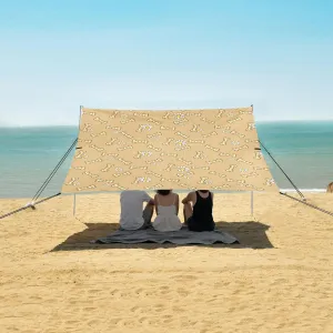Dog Bone Pattern Flower Daisy Beach Camping Tent Sun Shelter for Whole Family, Beach Shade Canopy with UPF50  UV Protection,Easy Set Up and Carry,Outdoor Shade for Trips, Fishing, Backyard Fun