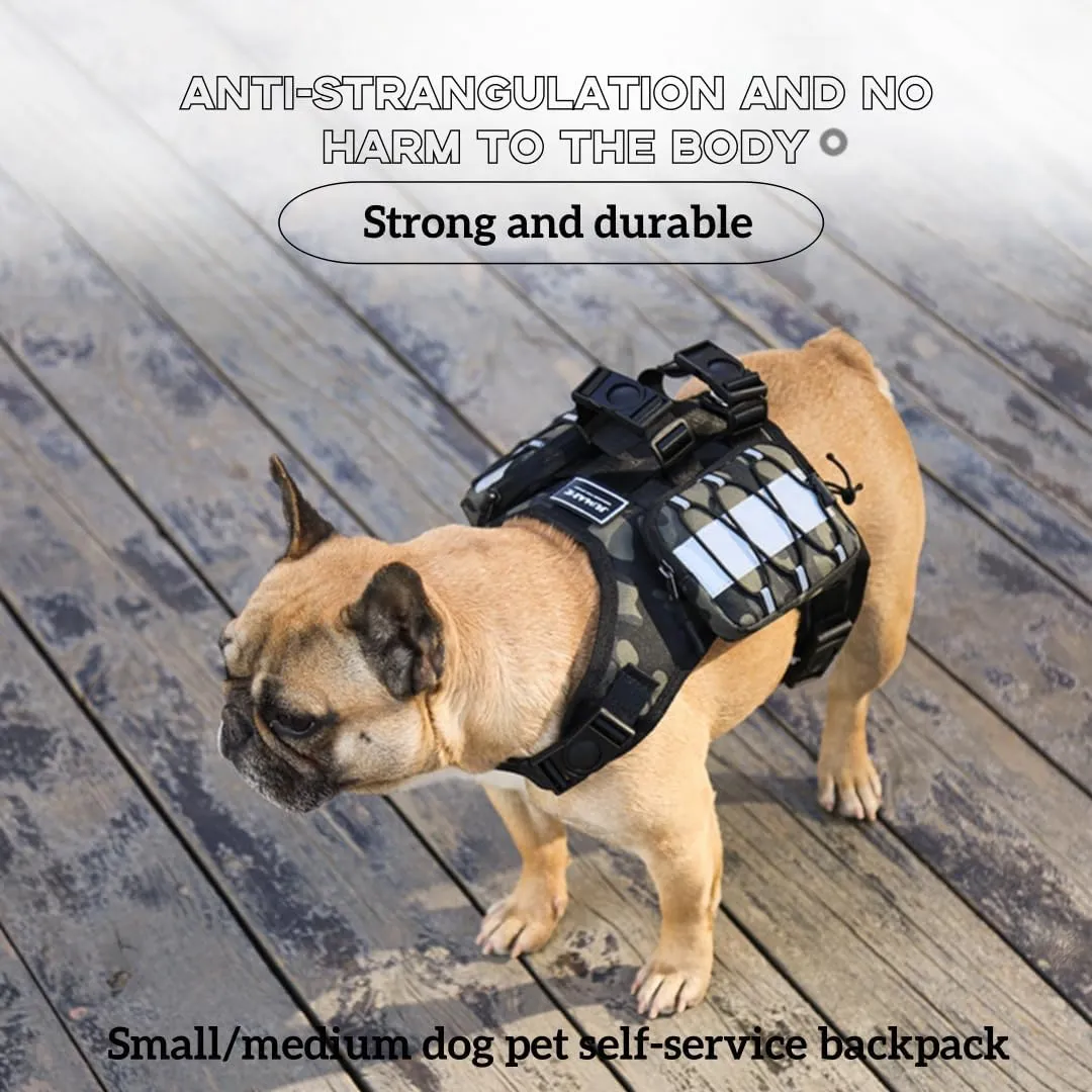 Dog Harness Backpack,Backpack for Dog,Adjustable Pets Self Carrier Bag for Small Medium Dogs Travel Hiking Daily Walking(Black,S)