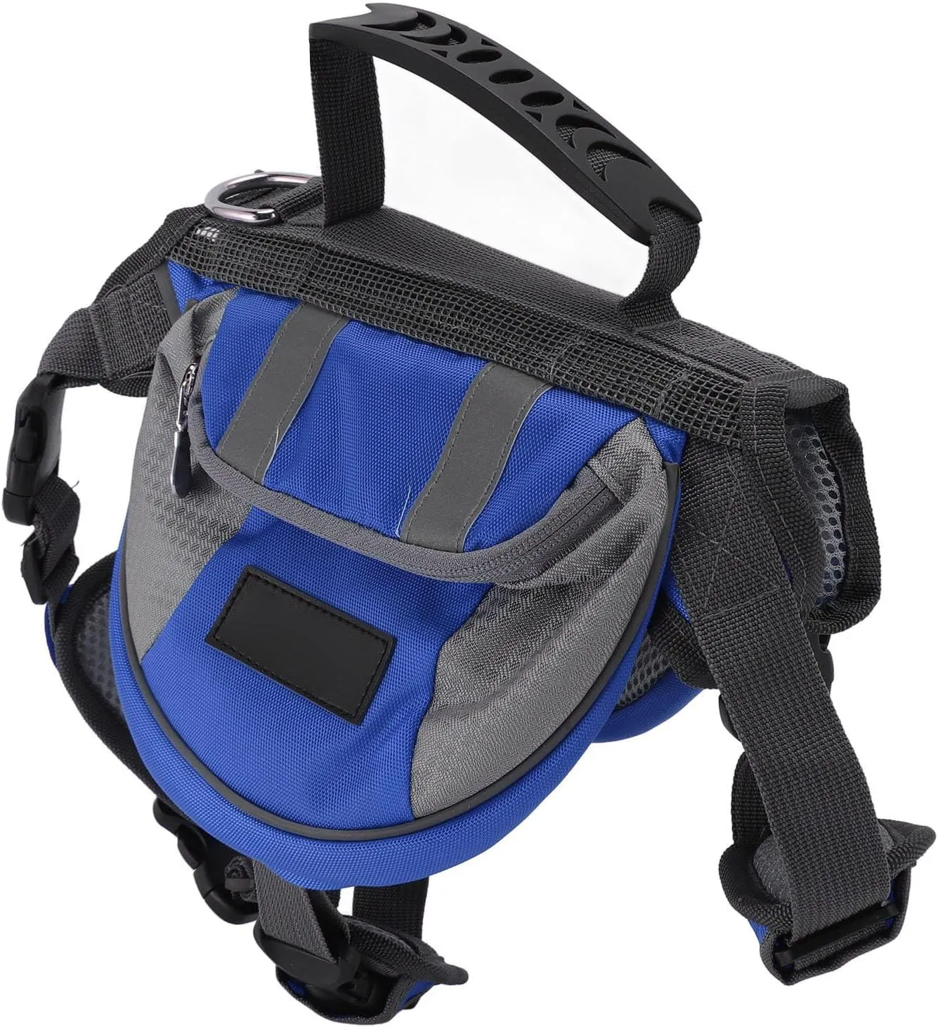 Dog Harness Saddlebag, Easy To Wear Portable Durable Dog Backpack Saddle Bag Reflective Stripe for Travel (Blue)