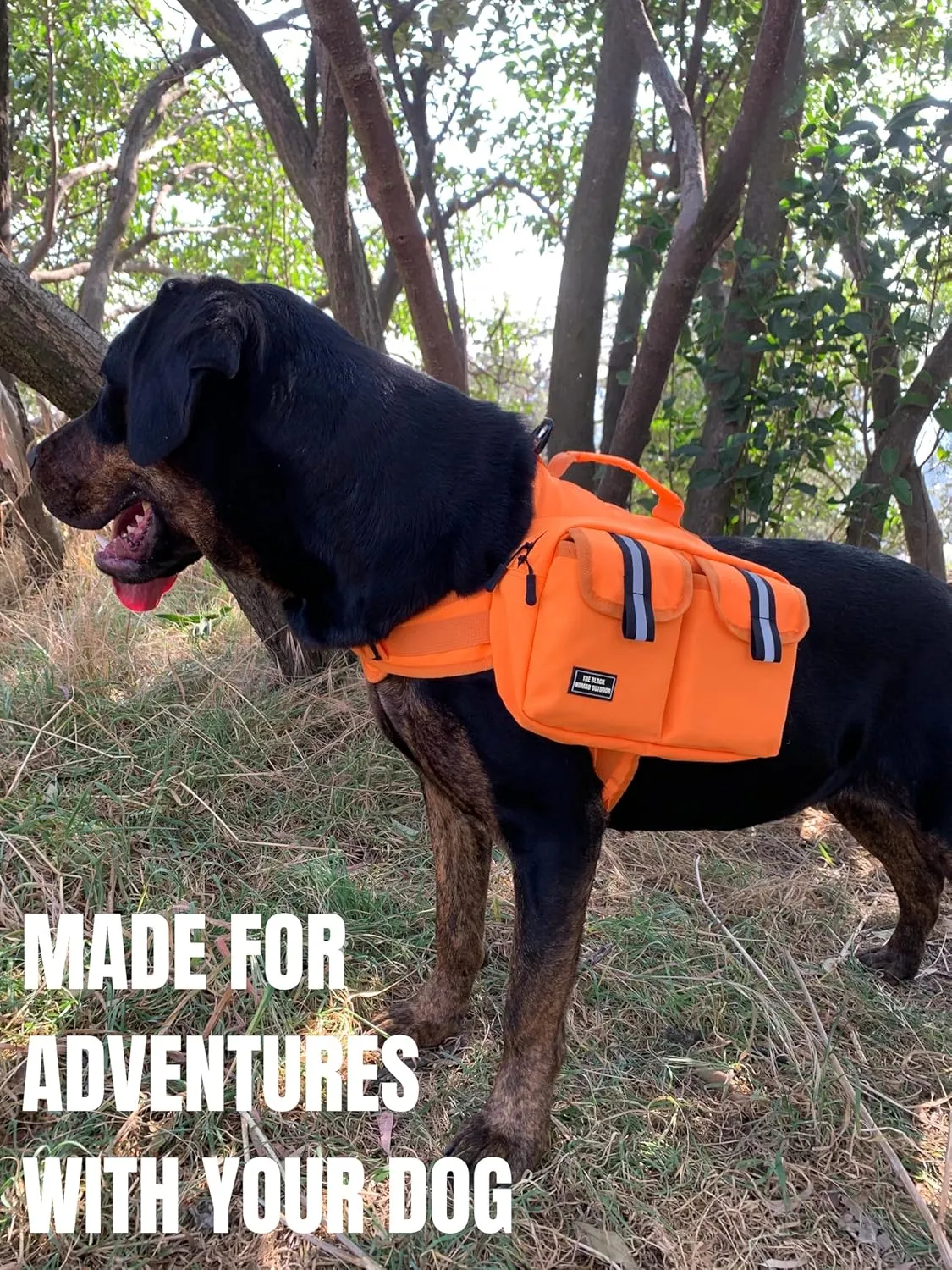 Dog Hiking Backpack Saddle Bag Medium Dogs Adjustable Harness Reflective Straps Side Pockets Breathable Fabric Outdoor Walking Travel Lightweight Durable Design Ideal Pet Gear Adventure Use