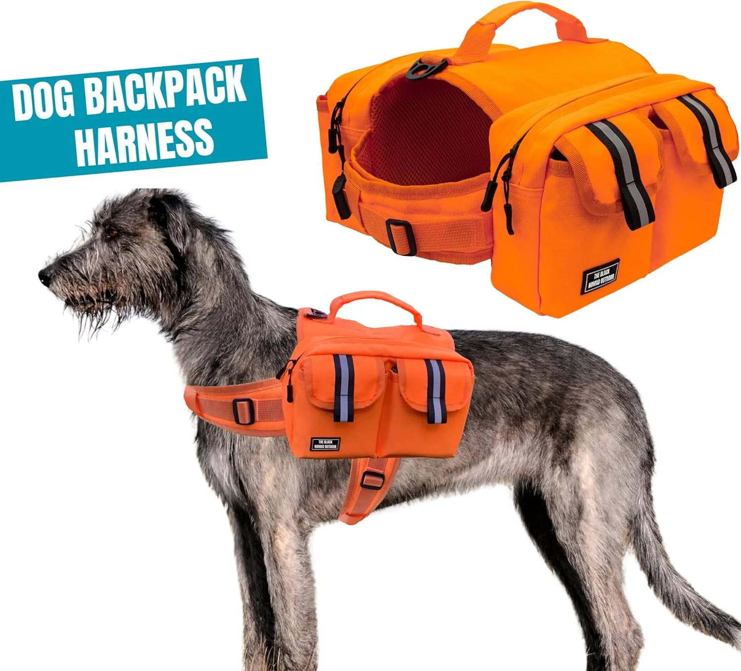 Dog Hiking Backpack Saddle Bag Medium Dogs Adjustable Harness Reflective Straps Side Pockets Breathable Fabric Outdoor Walking Travel Lightweight Durable Design Ideal Pet Gear Adventure Use