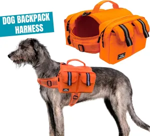 Dog Hiking Backpack Saddle Bag Medium Dogs Adjustable Harness Reflective Straps Side Pockets Breathable Fabric Outdoor Walking Travel Lightweight Durable Design Ideal Pet Gear Adventure Use