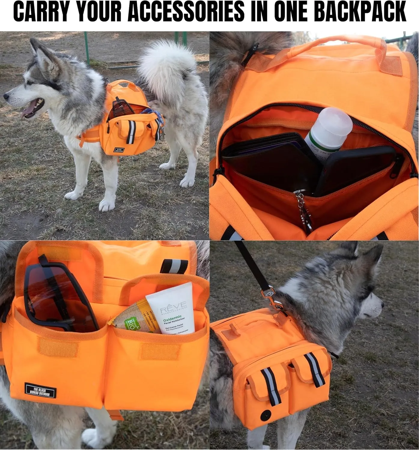 Dog Hiking Backpack Saddle Bag Medium Dogs Adjustable Harness Reflective Straps Side Pockets Breathable Fabric Outdoor Walking Travel Lightweight Durable Design Ideal Pet Gear Adventure Use