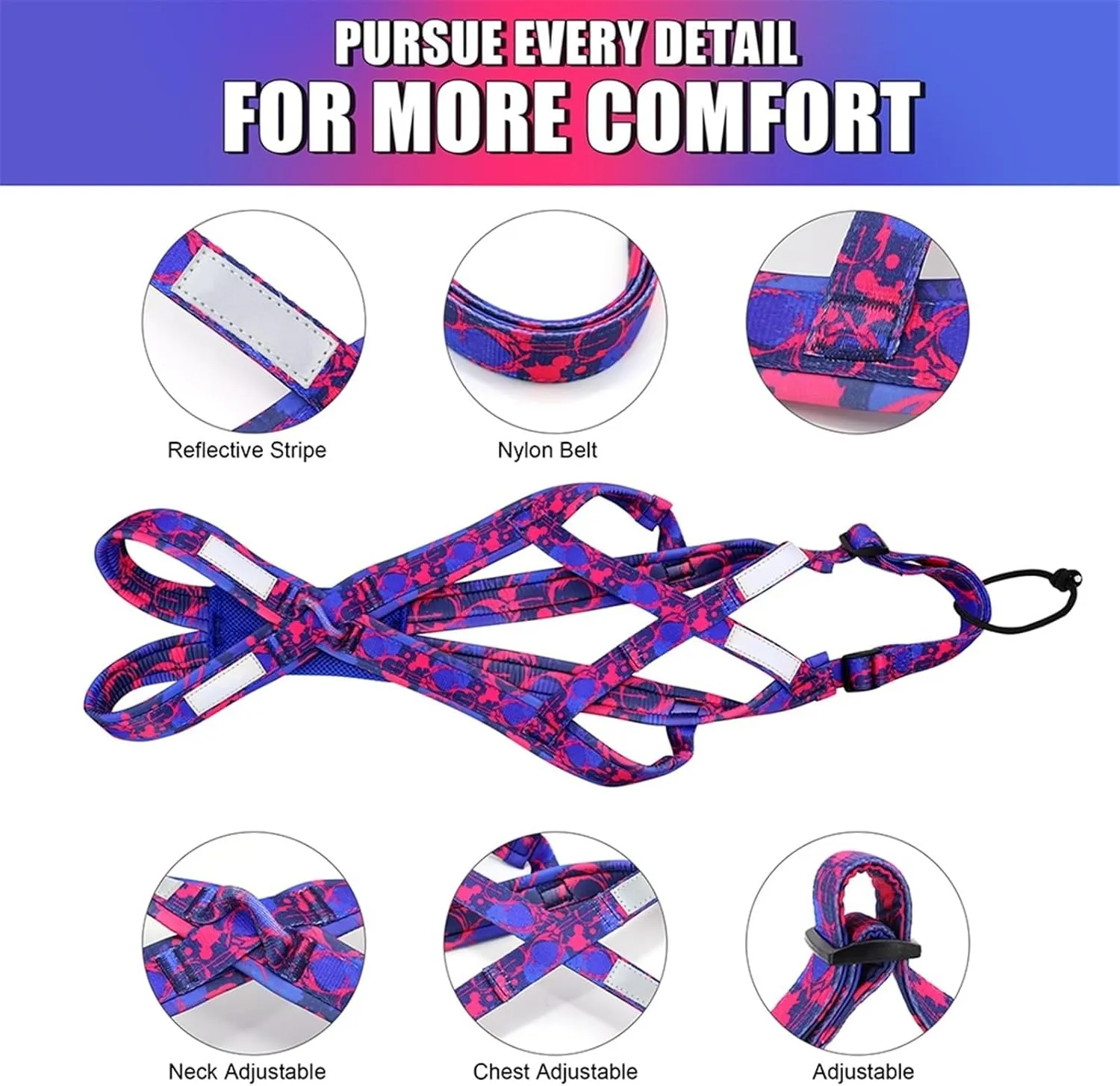 Dog Sledding Harness,Dog Sled Harness Adjustable Big Dog Weight Pulling Harness Pet Sleding Harness for Medium Large Dogs Husky Skijoring(Blue,L)