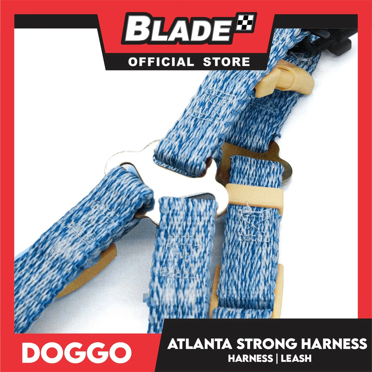 Doggo Atlanta Strong Harness and Leash Set Extra Small Size (Blue)