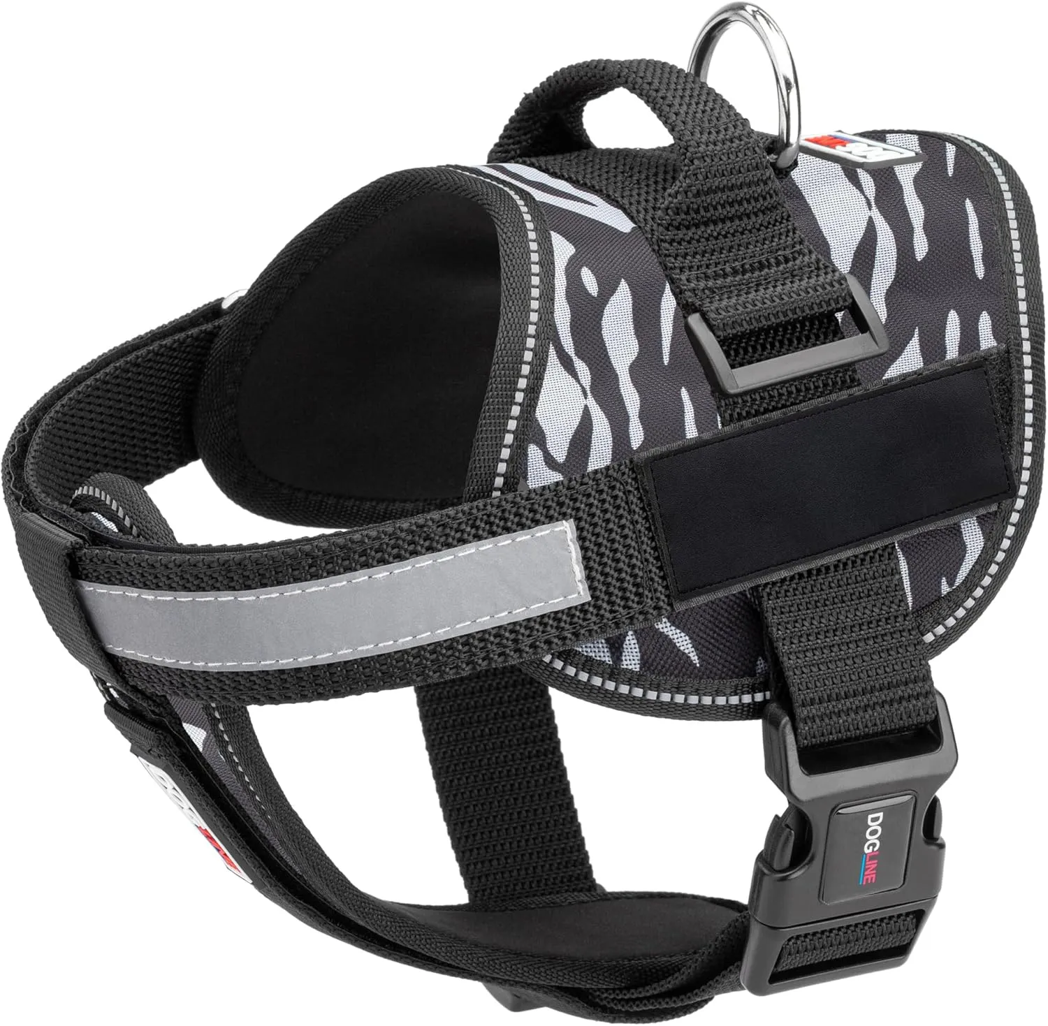 Dogline Unimax Dog Harness Vest with Blank Patches Reflective No-Pull, Adjustable Straps, Breathable Neoprene for Medical, Service, Identification and Training Dogs Girth 18 to 25" Zebra