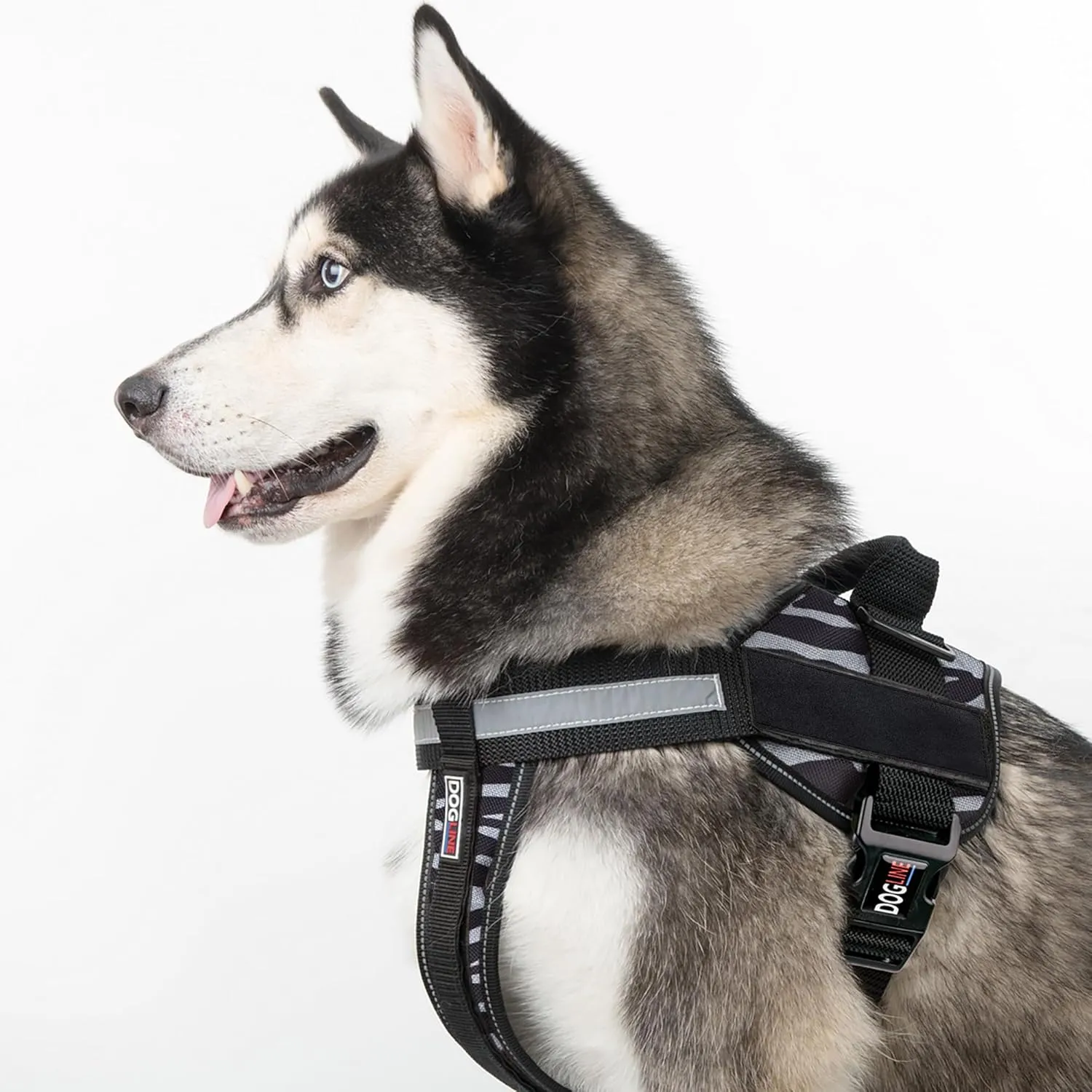 Dogline Unimax Dog Harness Vest with Blank Patches Reflective No-Pull, Adjustable Straps, Breathable Neoprene for Medical, Service, Identification and Training Dogs Girth 18 to 25" Zebra