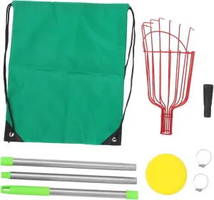DOITOOL Fruit Picker Tree Picker Tool Basket Fruit Grabber Reacher Tool Fruit Basket Garden Harvest Basket Bag Acorn Picker Stainless Steel Red
