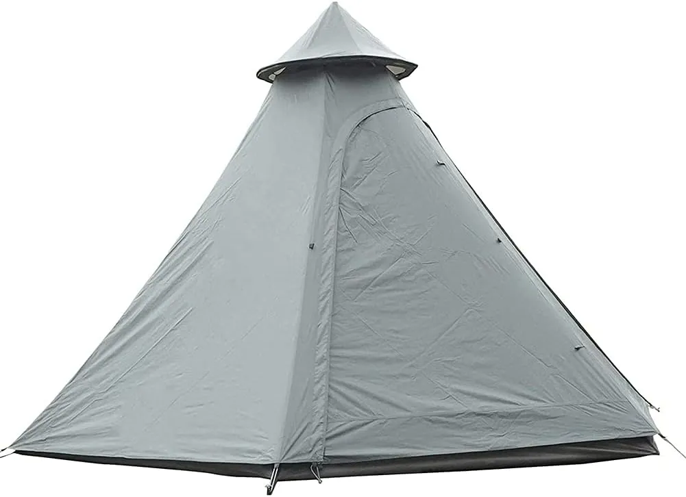 Dome Camping Tent Indian Teepee Tent 3-4 Person Double Layers Waterproof Anti-UV Windproof Tower Tent Outdoor Family Camping Tent
