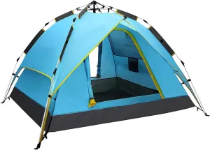 Dome Tent, Pop Up Tents for 3 to 4 Person Automatic Instant Double Layer Tents, Sun Protection for Hiking Camping Outdoor