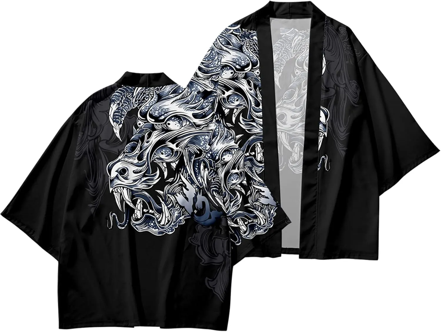 DOSLAVIDA Men's Japanese Style Kimono Set Lightweight Open Front Cardigan Suits Stylish Two Piece Summer Beach Outfits