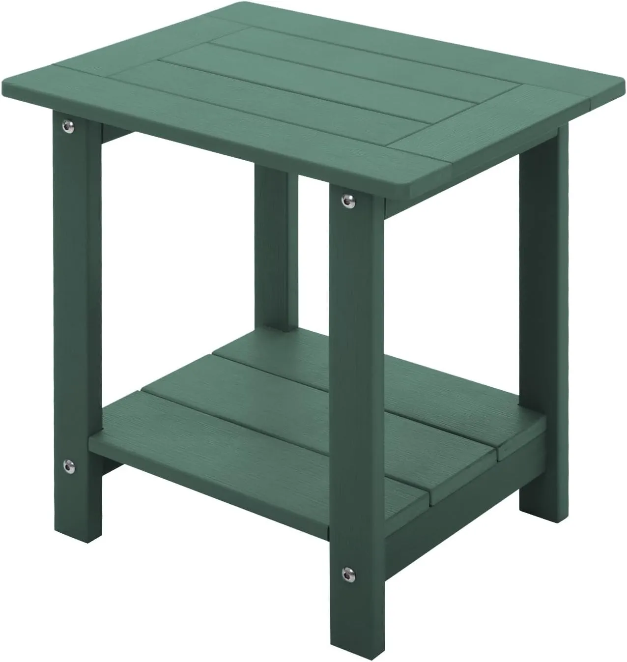 Double Adirondack Side Table Weather Resistant, Outdoor Rectangular End Table for Adirondack Chair, Dark Green