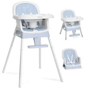 Dream On Me Curio Sit N Seek 3 in 1 Convertible Baby High Chair in Sky Blue, Removable and Adjustable Tray, Portable High Chair, Adjustable Legs, Detachable Footrest & 5 Point Safety Harness
