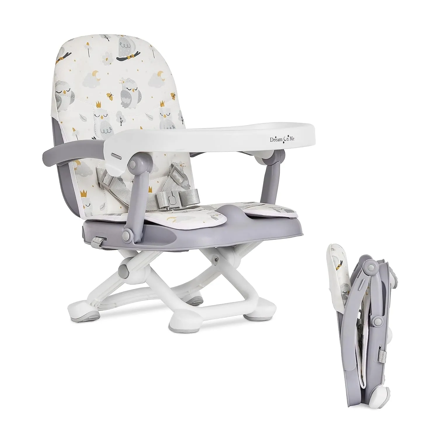 Dream On Me Munch N Go Booster Seat for Dining Table, Lightweight Compact Fold Travel Booster Seat, 3-in-1 Convertible, Four Level Height Adjustment and Easy Tray Removal