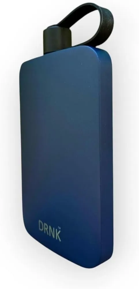 DRNK Stainless Steel Flat Reusable Slim Water Bottle Leak Proof| Non Toxic | BPA Free | Powder Coated | 500ml (Navy)