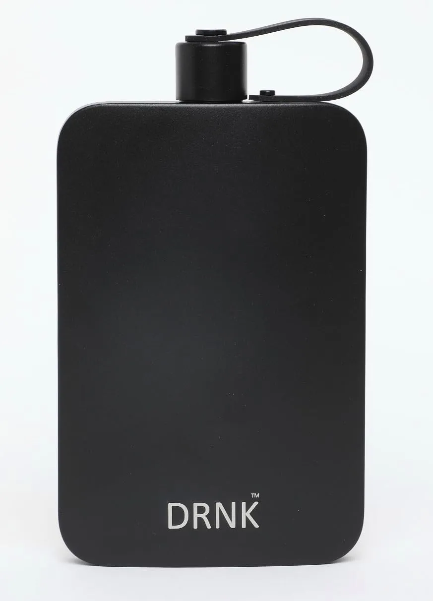 DRNK Steel | Flat Water Bottle as Seen on Shark Tank | Workplace Hydration, Travel, Hiking, and Gym | Leak Proof | Non-Toxic | BPA-Free | 17oz (500ml) [Graphite]