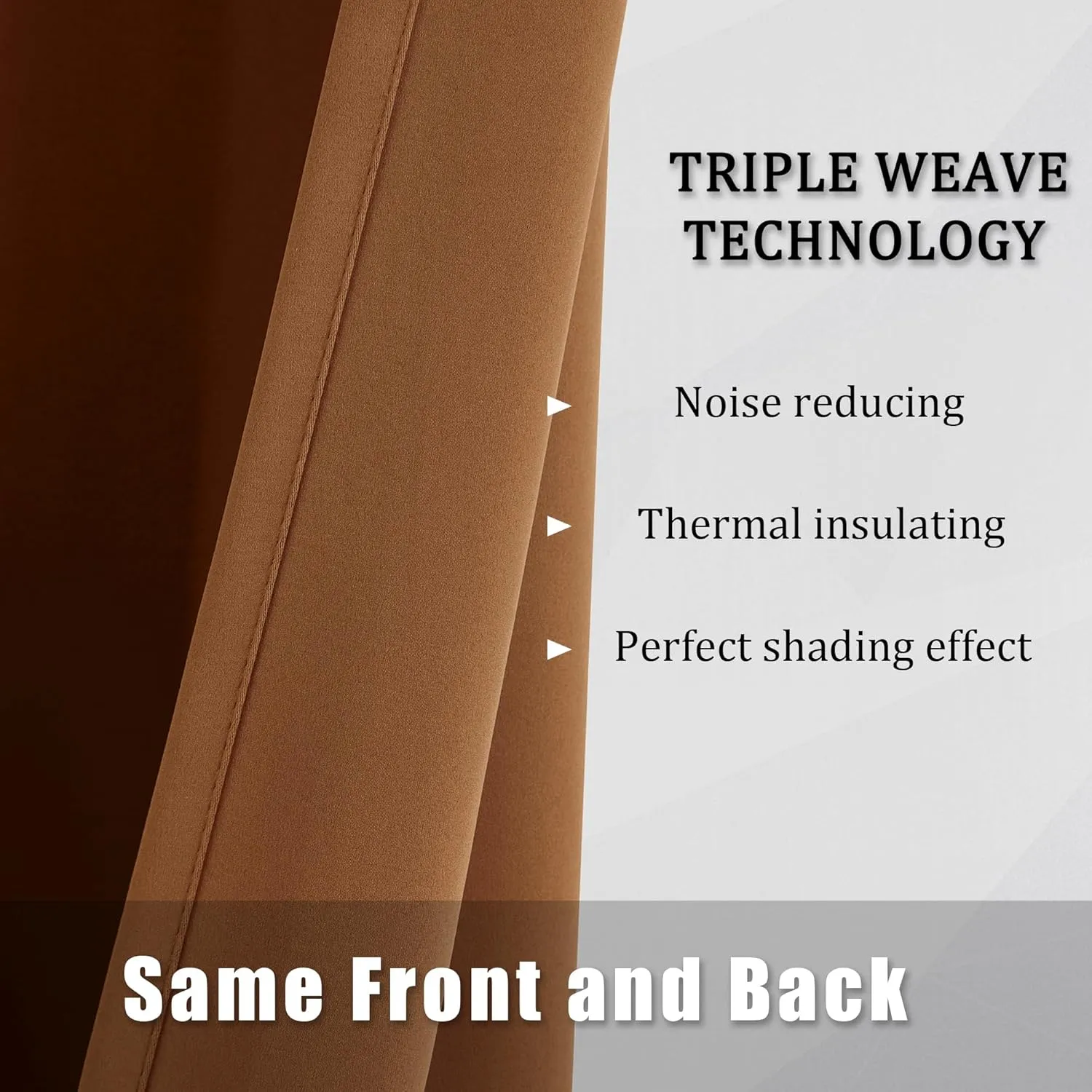 DUALIFE Dark Oak Brown Grommet Room Darkening Curtains 52 x 63 Inches, 2 Panels