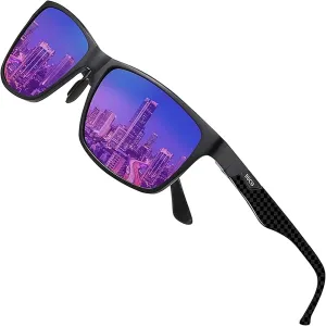 DUCO Mens Sunglasses Polarized Rectangle Sunglass for Men Lightweight Carbon Fiber UV400 Protection 8206