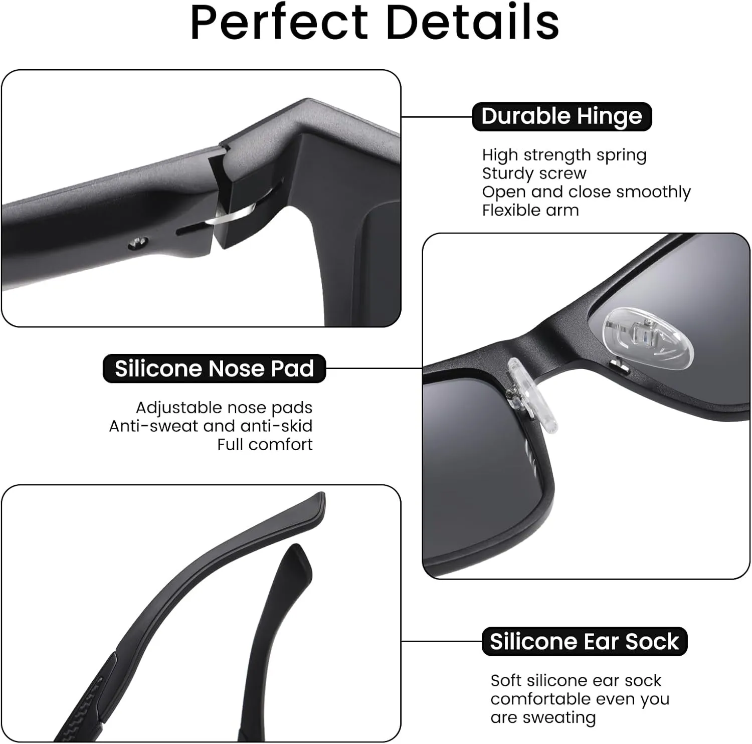 DUCO Polarized Sunglasses for Men Lightweight Carbon Fiber UV400 Protection Square Sun Glasses 8207