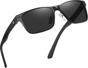 DUCO Polarized Sunglasses for Men Lightweight Carbon Fiber UV400 Protection Square Sun Glasses 8207